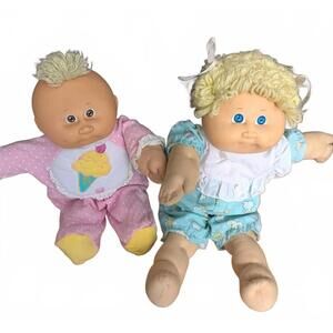 Lot Of 2 Authentic Cabbage Patch Kid Dolls Blue Eyes Blonde & Premie